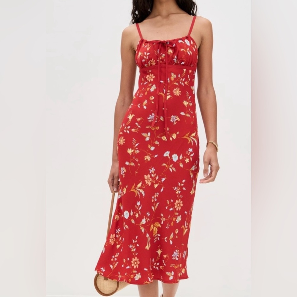 Reformation Camira Red Floral Dress
